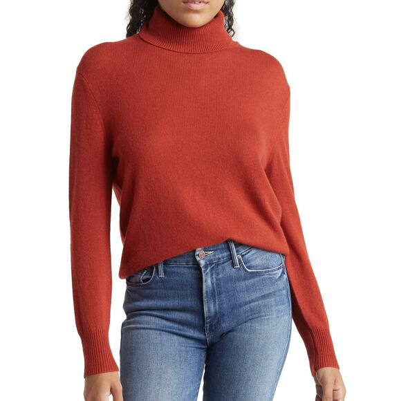 Skull Cashmere Catalina Cashmere Turtleneck Pullover Sweater in Jalapeno Size S - Picture 1 of 15